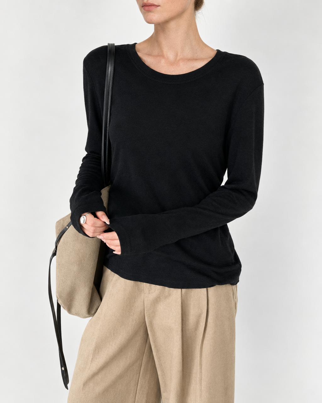 Almorie Ease Crewneck Long-Sleeve Tee - Black - view 1 of 5