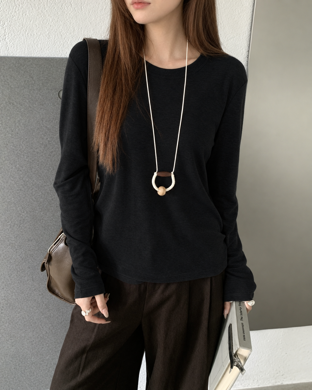 Almorie Ease Crewneck Long-Sleeve Tee - Black - view 2 of 5