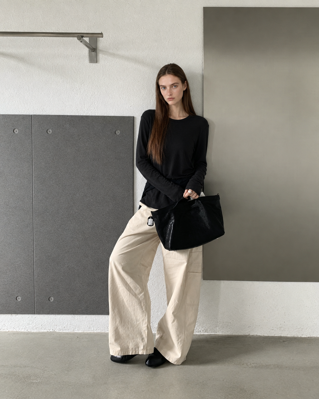 Almorie Ease Crewneck Long-Sleeve Tee - Black - view 3 of 5