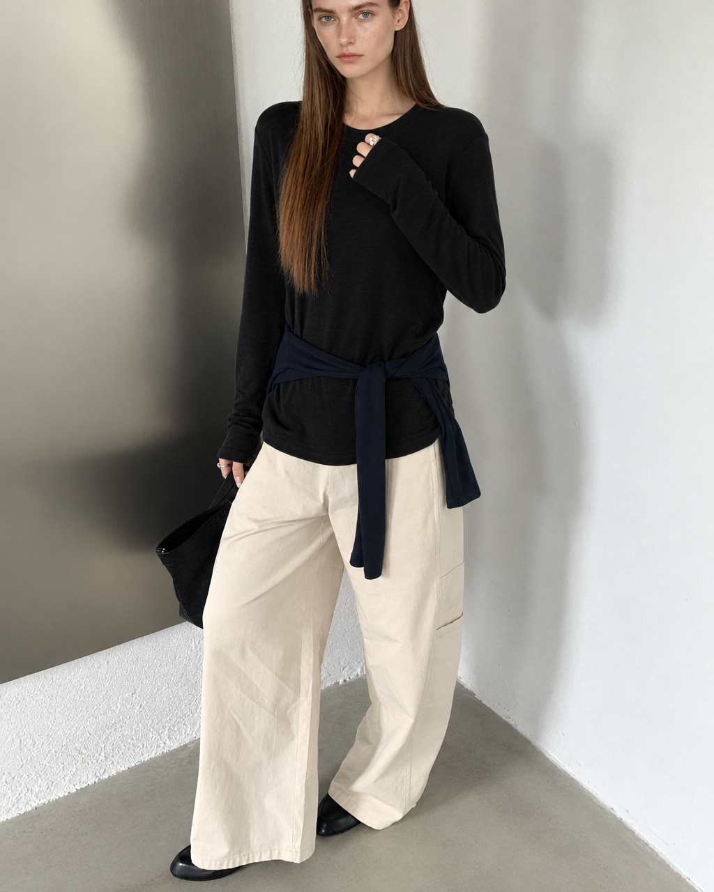Almorie Ease Crewneck Long-Sleeve Tee - Black - view 4 of 5