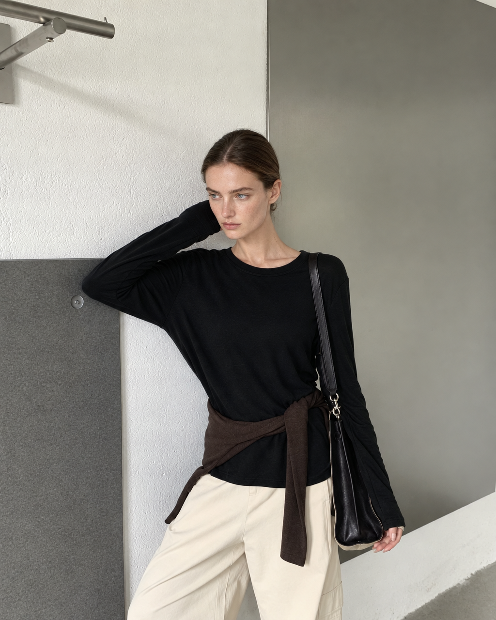 Almorie Ease Crewneck Long-Sleeve Tee - Black - view 5 of 5