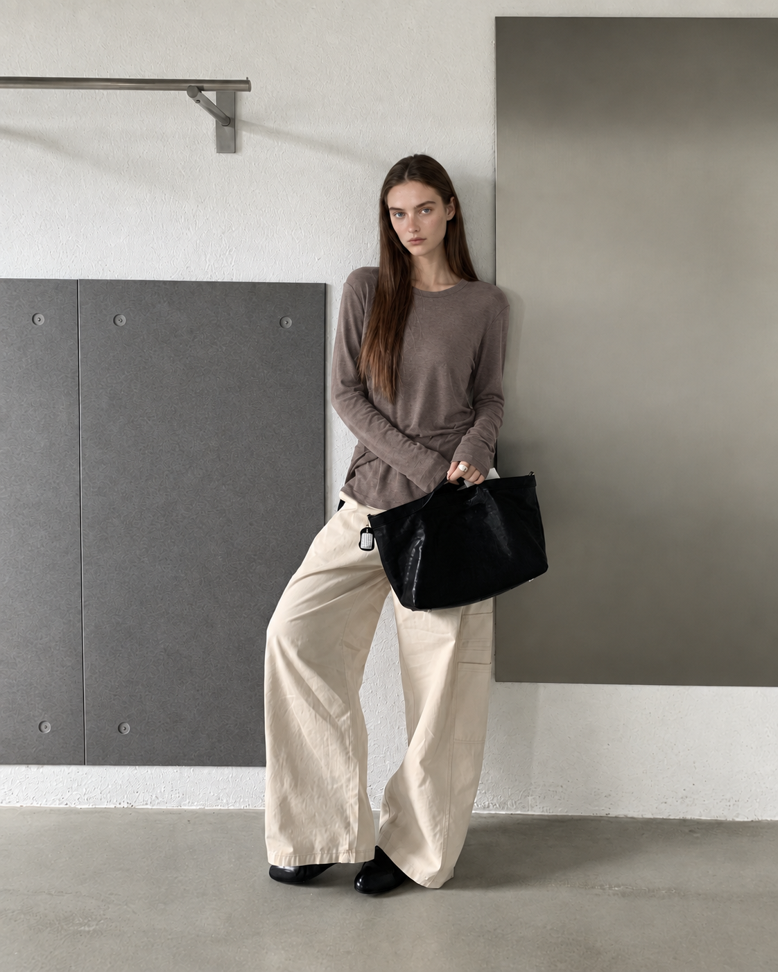 Almorie Ease Crewneck Long-Sleeve Tee - Brown - view 3 of 5