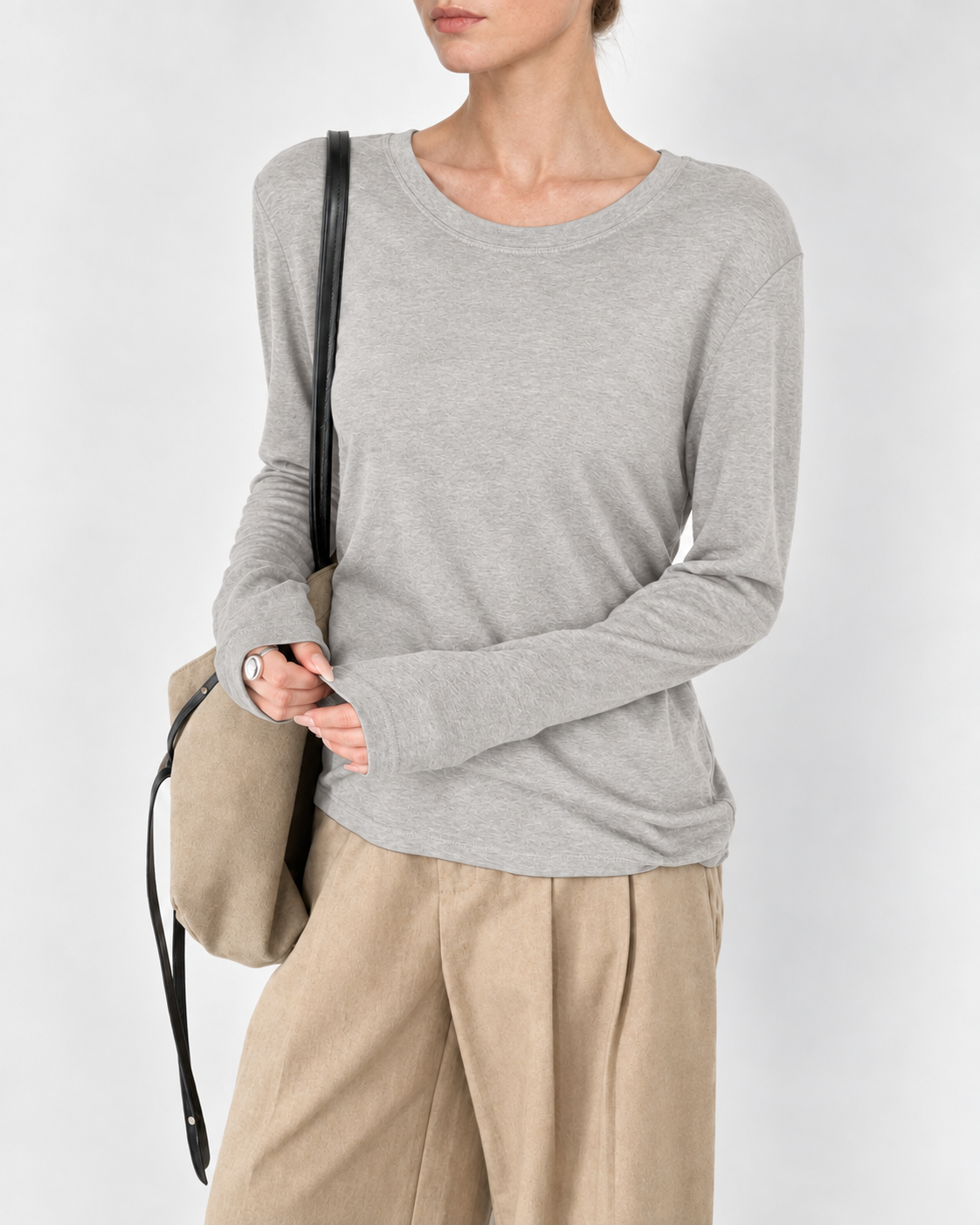 Almorie Ease Crewneck Long-Sleeve Tee - Gray - view 1 of 5
