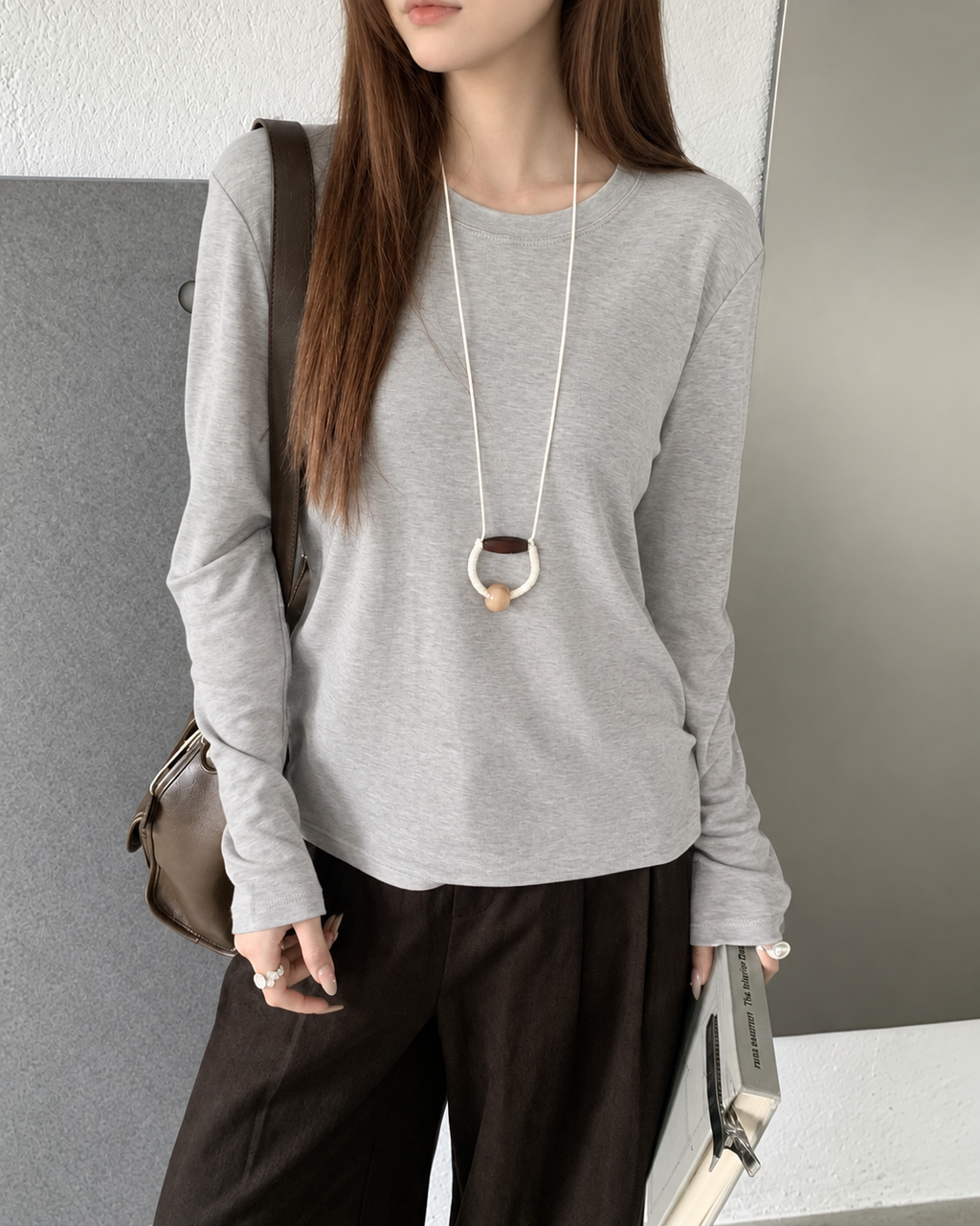 Almorie Ease Crewneck Long-Sleeve Tee - Gray - view 2 of 5