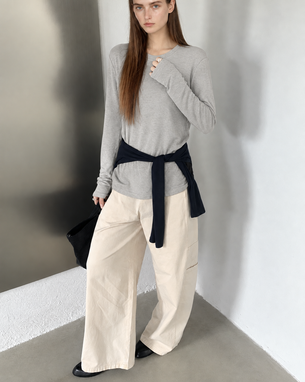 Almorie Ease Crewneck Long-Sleeve Tee - Gray - view 4 of 5