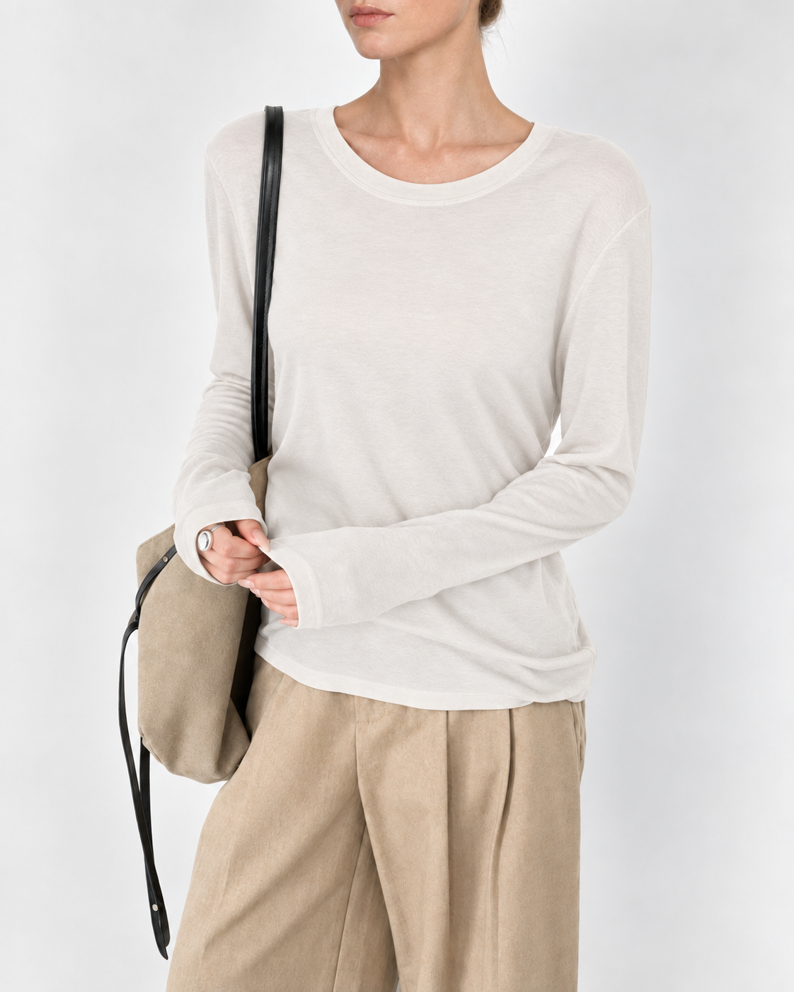 Almorie Ease Crewneck Long-Sleeve Tee - White - view 1 of 5