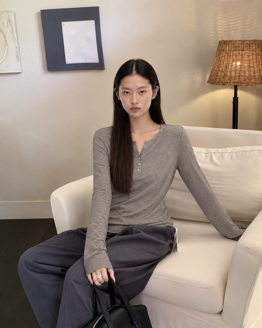 Almorie Soft Henley Long-Sleeve Tee - Brown - view 5 of 5