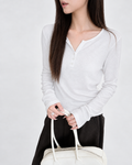 Almorie Soft Henley Long-Sleeve Tee - White - view 1 of 5