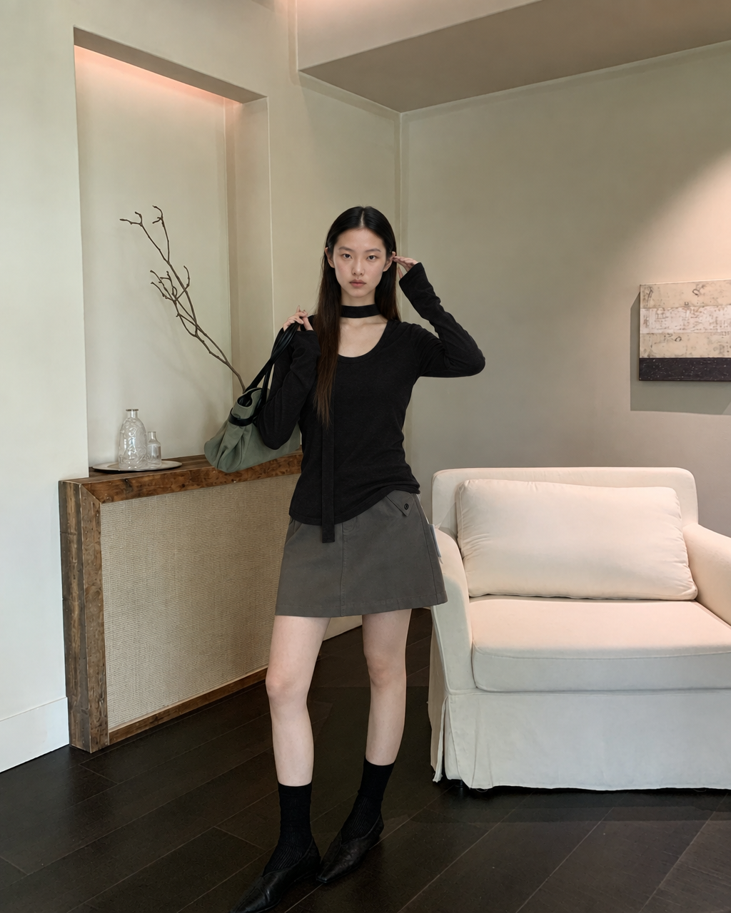 Almorie Layered Halter U-Neck Top - Black - view 3 of 5