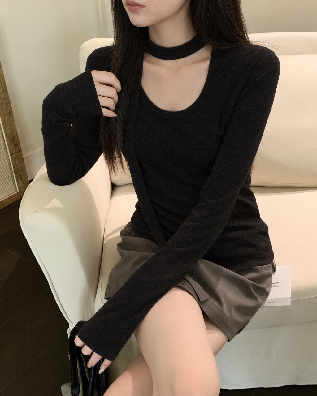 Almorie Layered Halter U-Neck Top - Black - view 4 of 5