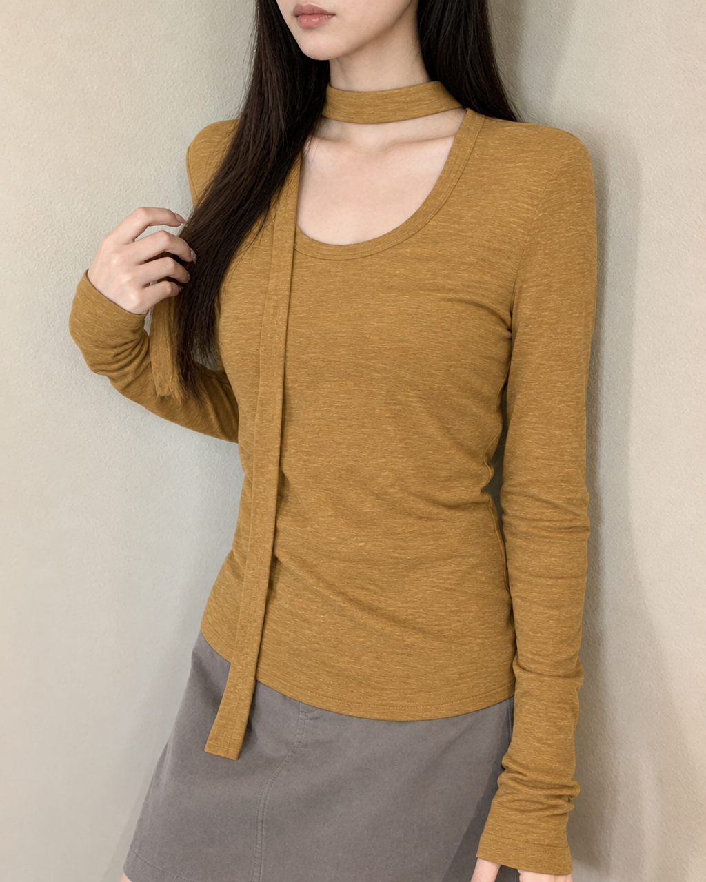 Almorie Layered Halter U-Neck Top - Yellow - view 2 of 5