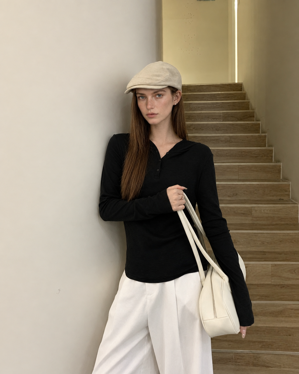 Almorie Hooded Henley Long-Sleeve Tee - Black - view 4 of 5