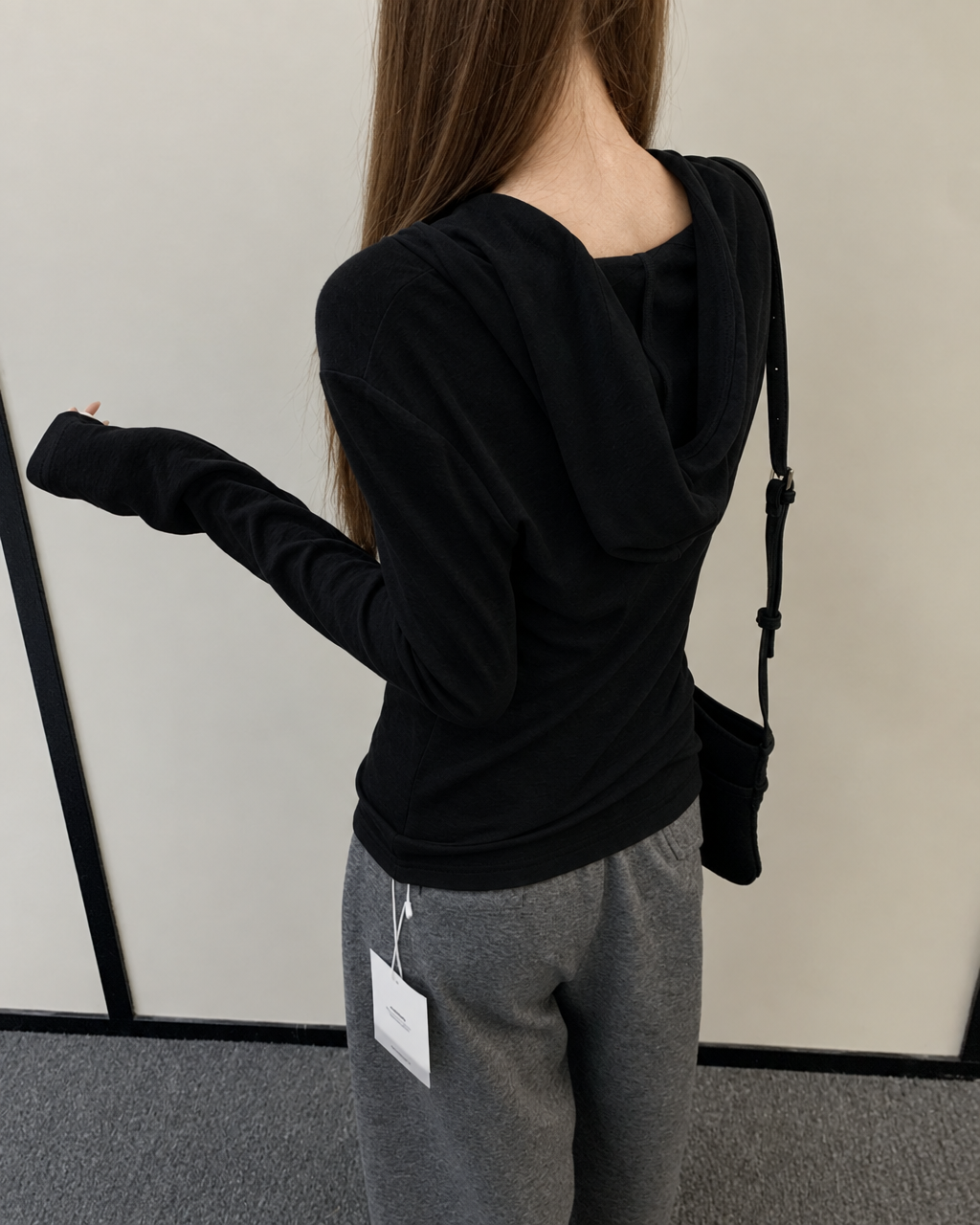 Almorie Hooded Henley Long-Sleeve Tee - Black - view 5 of 5