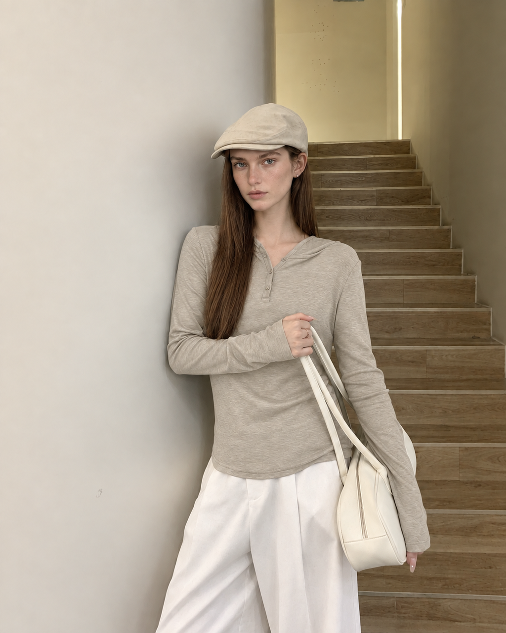 Almorie Hooded Henley Long-Sleeve Tee - Brown - view 4 of 5