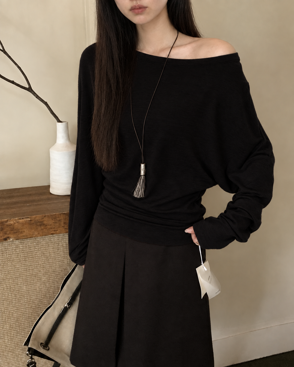 Almorie Off-Shoulder Long-Sleeve Top - Black - view 4 of 5
