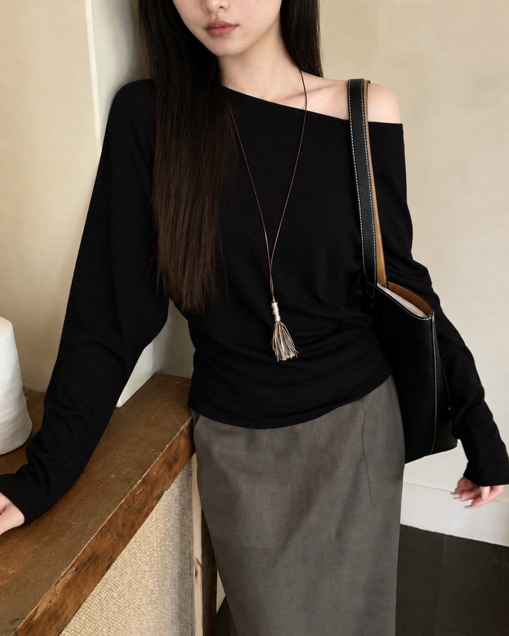 Almorie Off-Shoulder Long-Sleeve Top - Black - view 5 of 5
