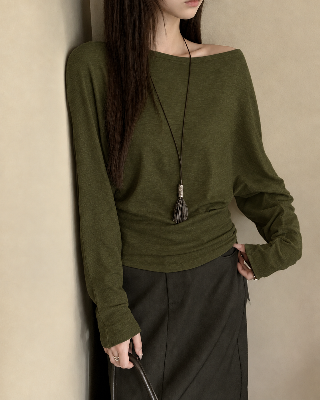 Almorie Off-Shoulder Long-Sleeve Top - Green - view 2 of 5