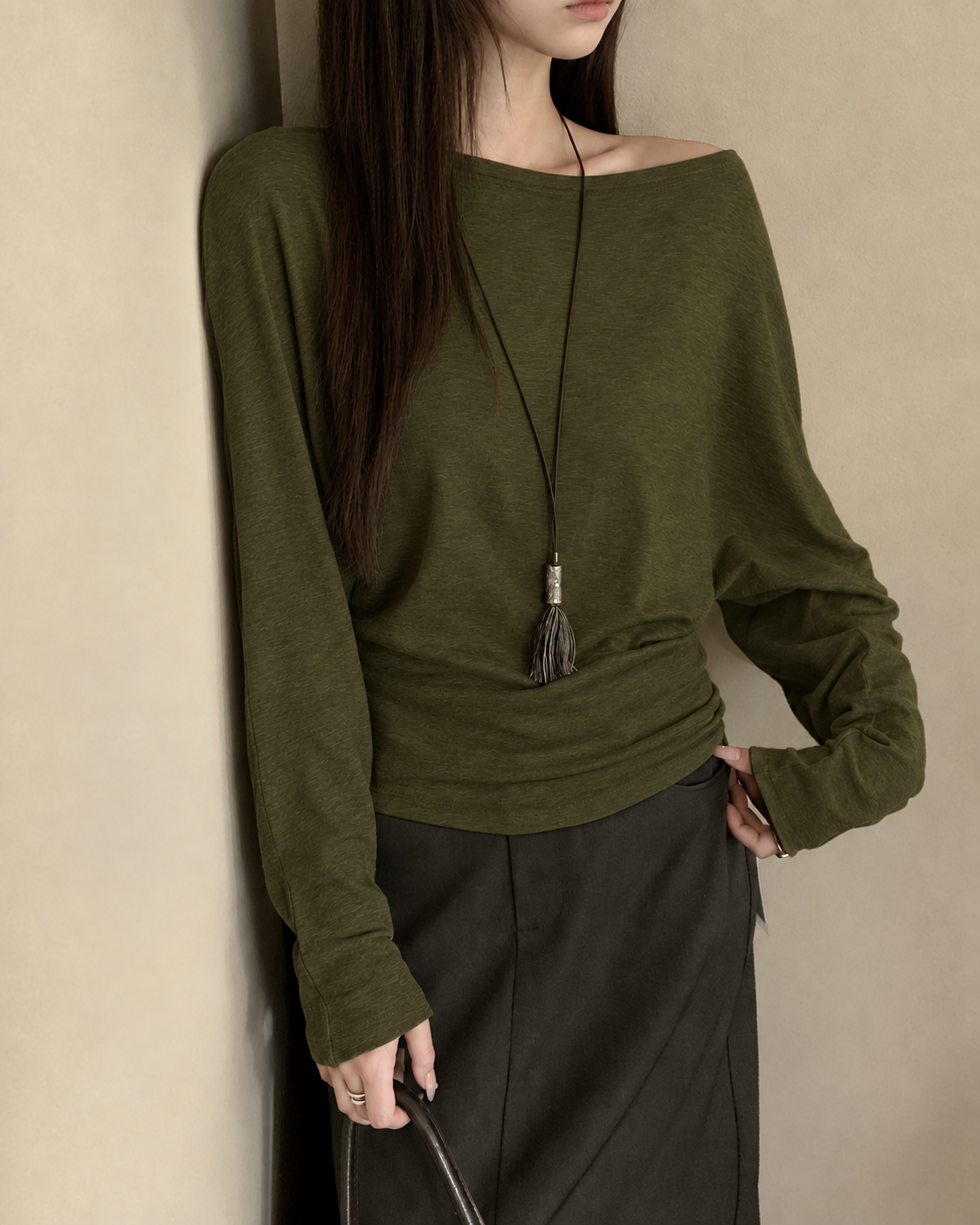 Almorie Off-Shoulder Long-Sleeve Top - Green - view 2 of 5