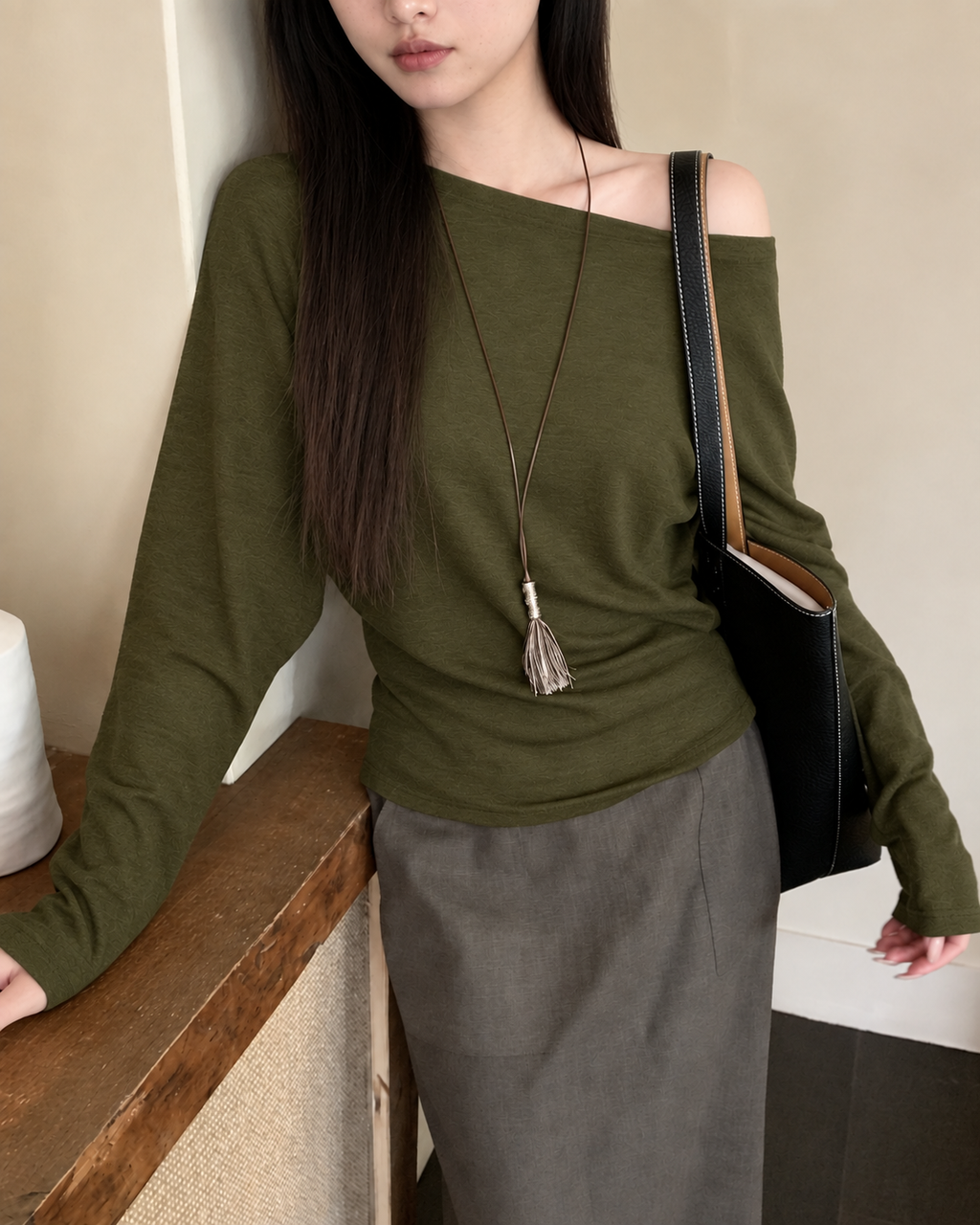 Almorie Off-Shoulder Long-Sleeve Top - Green - view 5 of 5