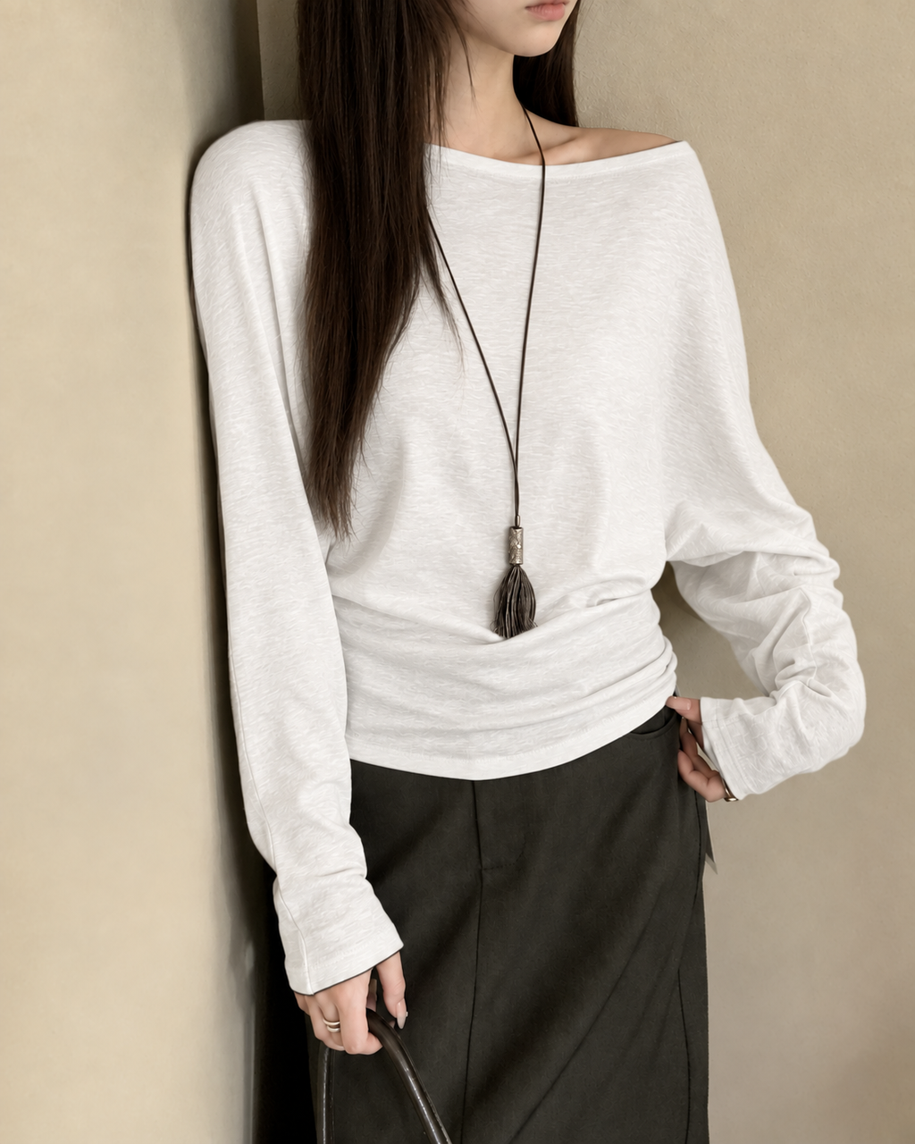 Almorie Off-Shoulder Long-Sleeve Top - White - view 2 of 5