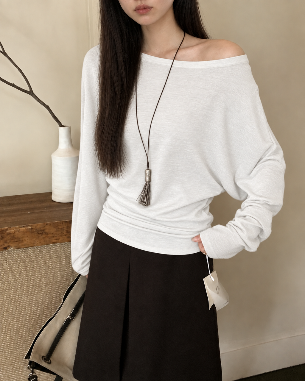Almorie Off-Shoulder Long-Sleeve Top - White - view 4 of 5