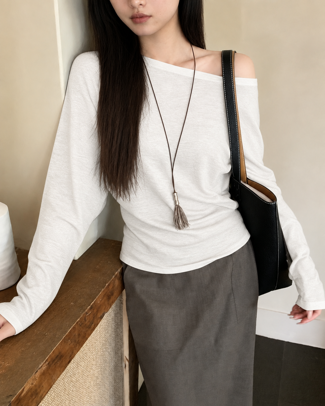 Almorie Off-Shoulder Long-Sleeve Top - White - view 5 of 5