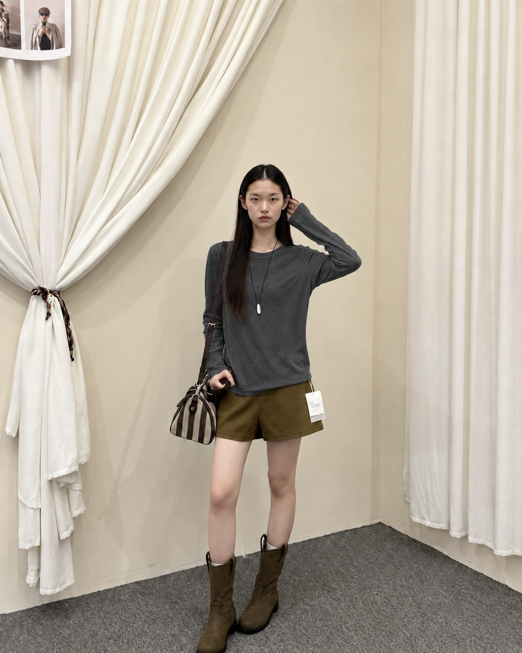 Almorie Essential Crewneck Long-Sleeve Tee - Gray - view 4 of 5