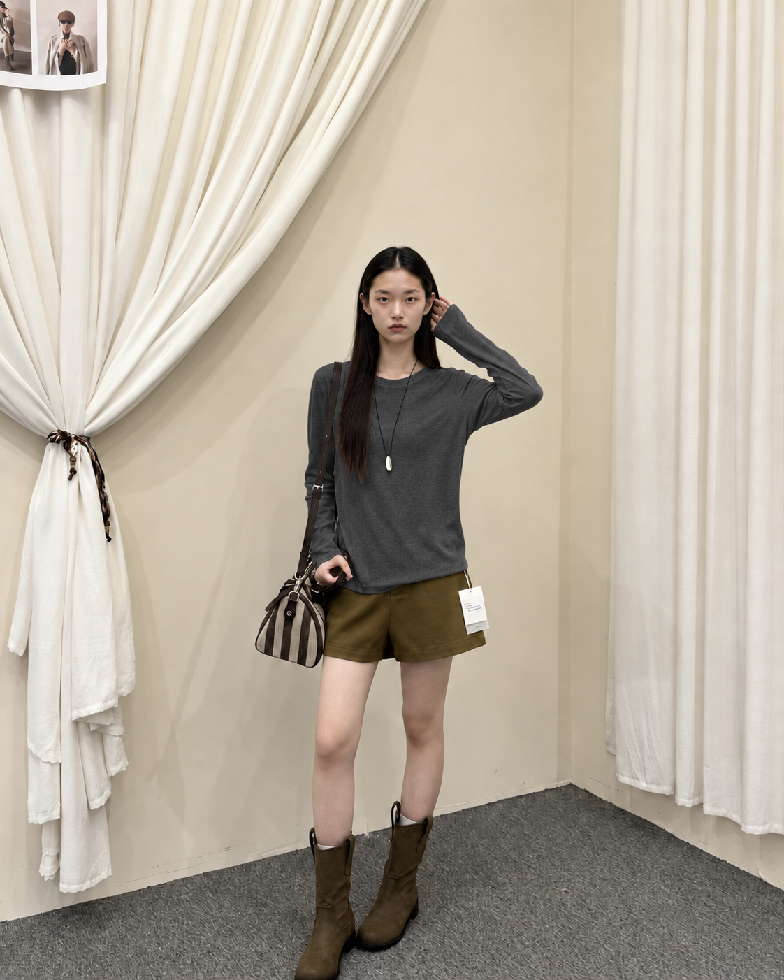 Almorie Essential Crewneck Long-Sleeve Tee - Gray - view 4 of 5