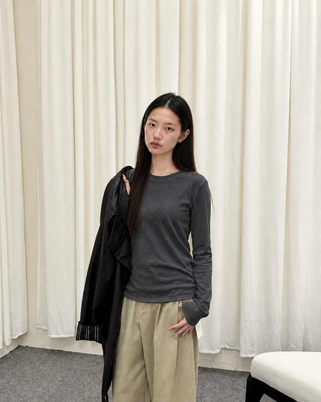 Almorie Essential Crewneck Long-Sleeve Tee - Gray - view 5 of 5
