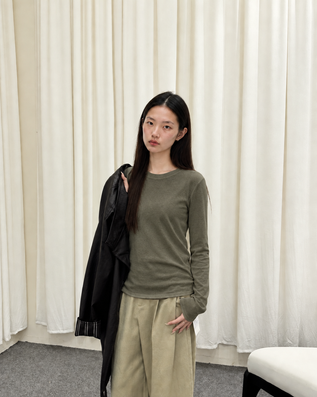 Almorie Essential Crewneck Long-Sleeve Tee - Green - view 5 of 5
