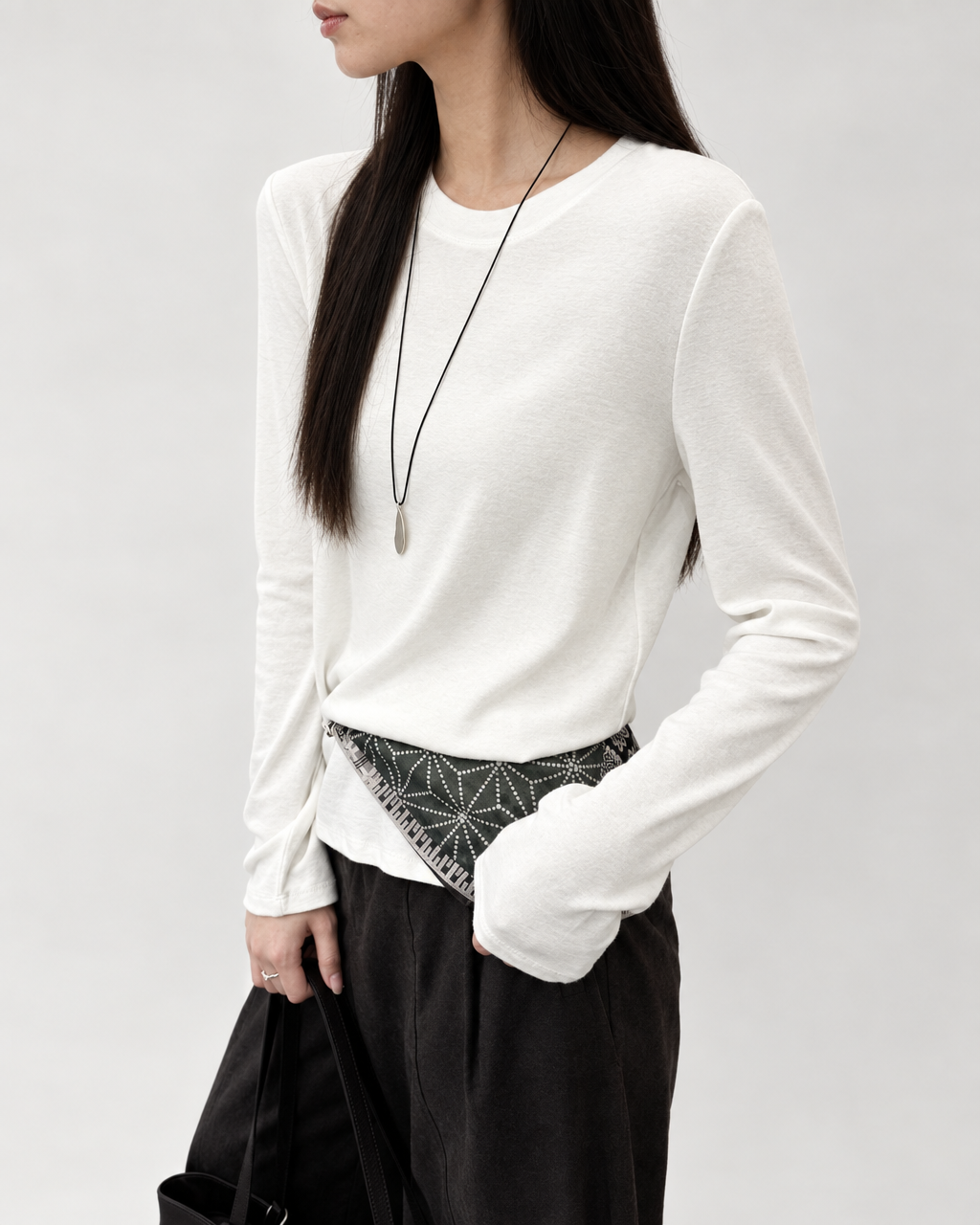 Almorie Essential Crewneck Long-Sleeve Tee - White - view 1 of 5