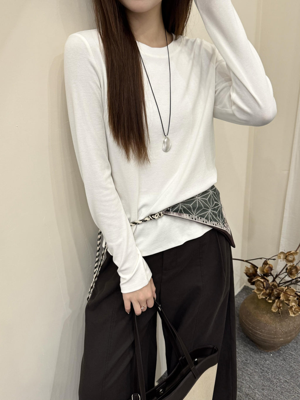 Almorie Essential Crewneck Long-Sleeve Tee - White - view 2 of 5