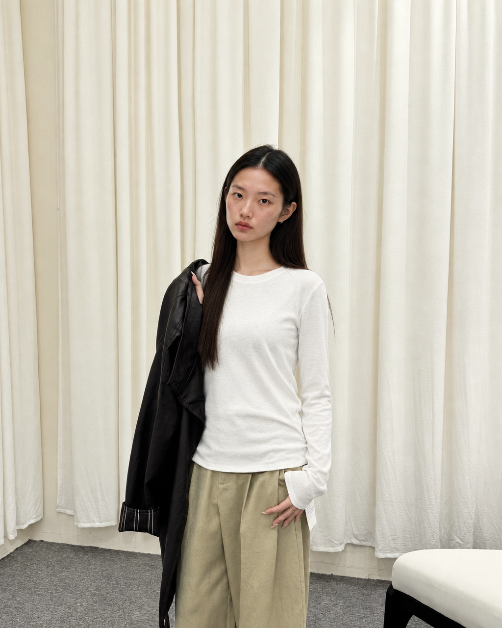 Almorie Essential Crewneck Long-Sleeve Tee - White - view 5 of 5