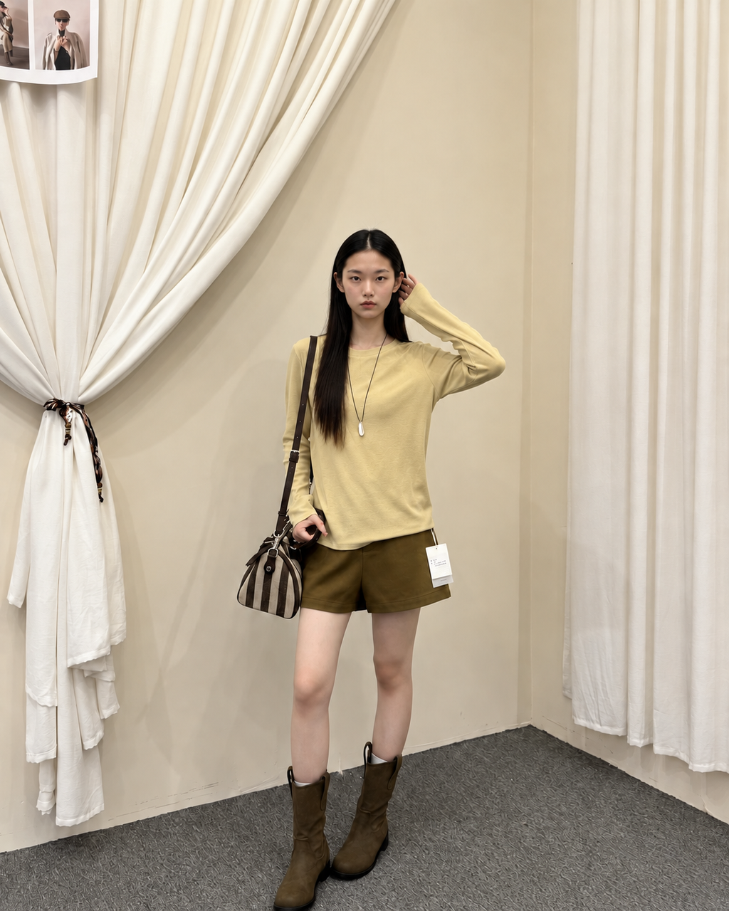 Almorie Essential Crewneck Long-Sleeve Tee - Yellow - view 4 of 5