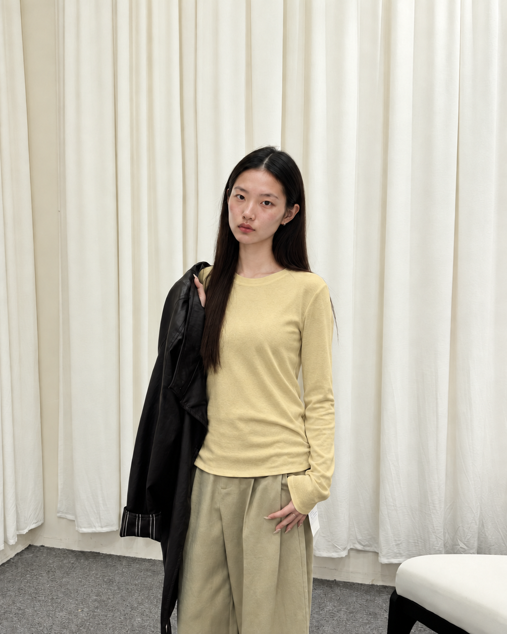 Almorie Essential Crewneck Long-Sleeve Tee - Yellow - view 5 of 5