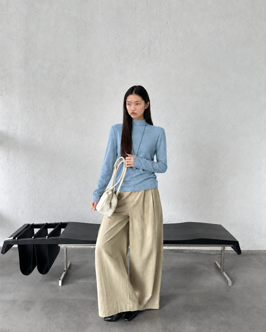 Almorie Soft Mock-Neck Long-Sleeve Tee - Blue - view 5 of 5