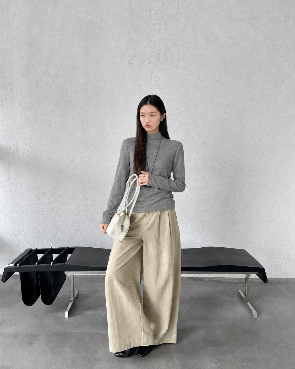 Almorie Soft Mock-Neck Long-Sleeve Tee - Gray - view 5 of 5