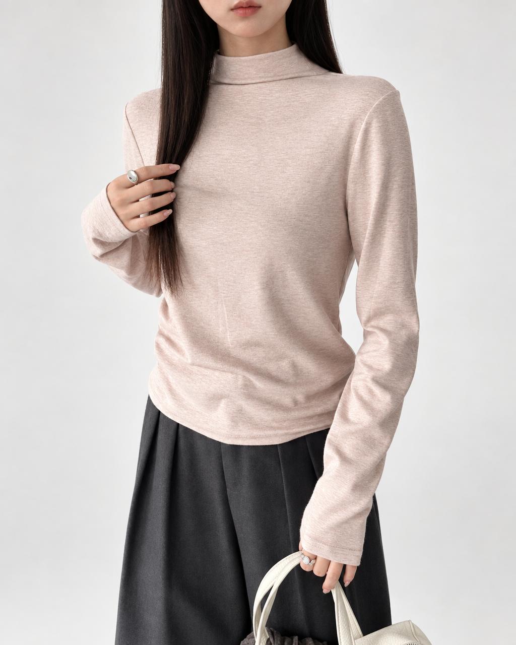 Almorie Soft Mock-Neck Long-Sleeve Tee - Pink - view 1 of 5