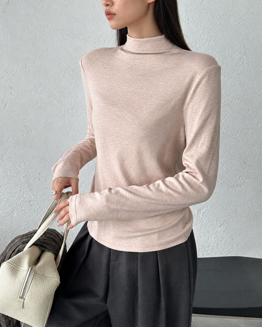 Almorie Soft Mock-Neck Long-Sleeve Tee - Pink - view 2 of 5