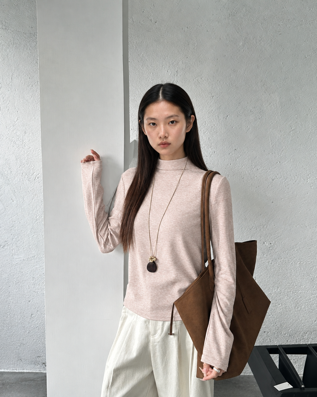 Almorie Soft Mock-Neck Long-Sleeve Tee - Pink - view 4 of 5