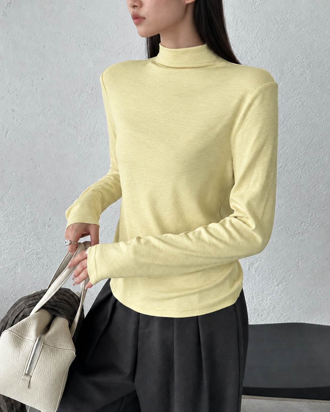 Almorie Soft Mock-Neck Long-Sleeve Tee - Yellow - view 2 of 5