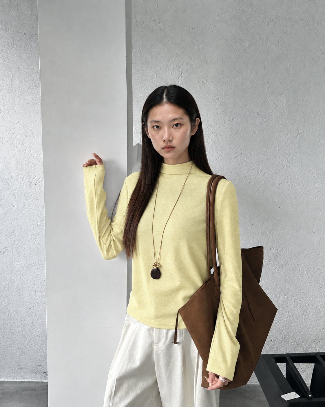 Almorie Soft Mock-Neck Long-Sleeve Tee - Yellow - view 4 of 5