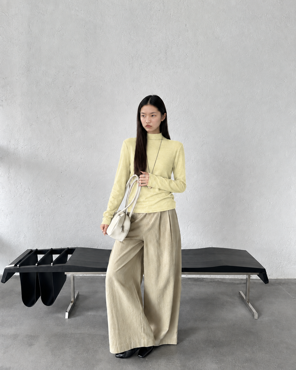 Almorie Soft Mock-Neck Long-Sleeve Tee - Yellow - view 5 of 5