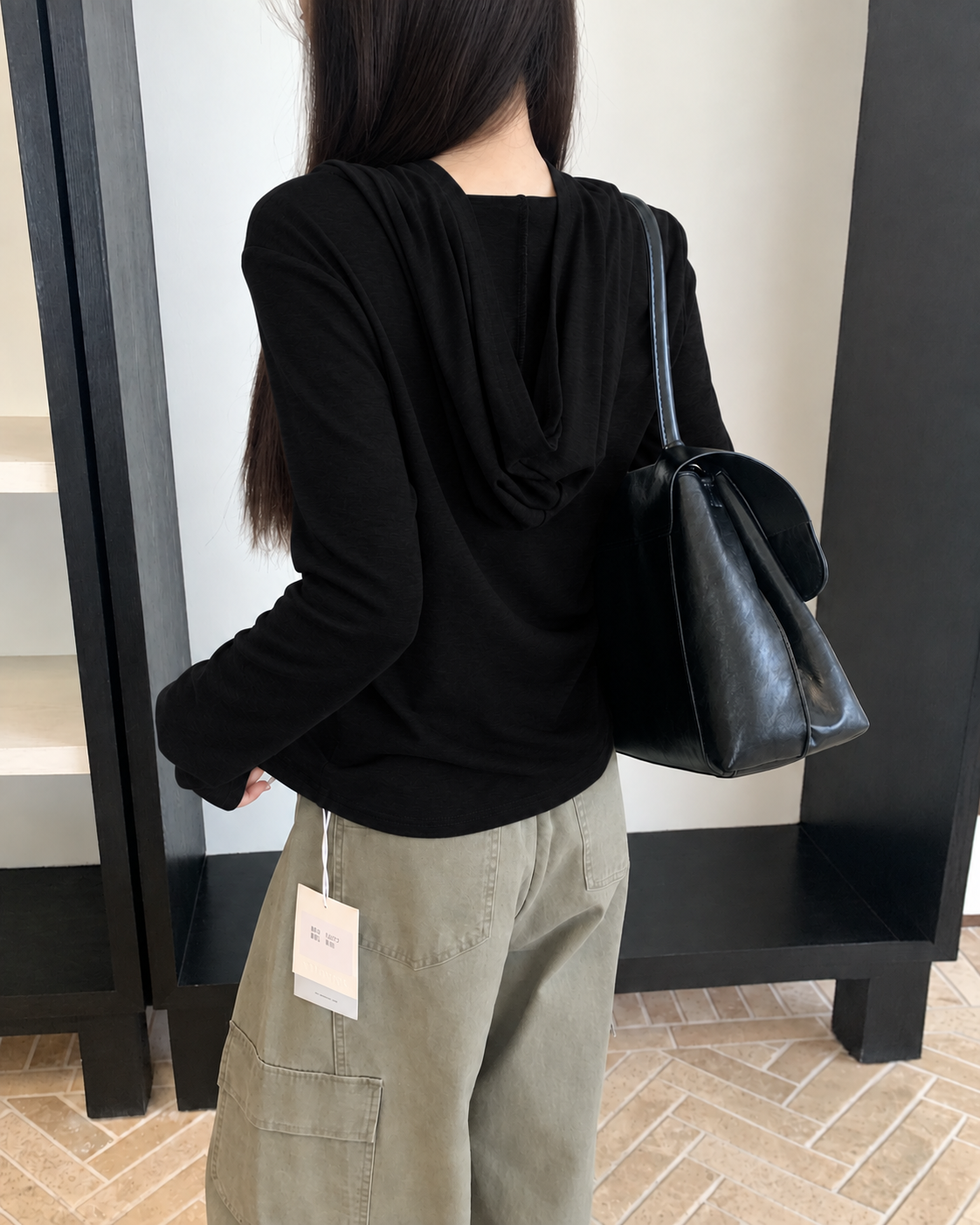 Almorie Half-Zip Curved-Hem Top - Black - view 4 of 5