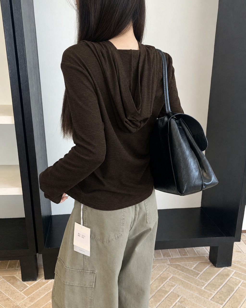 Almorie Half-Zip Curved-Hem Top - Coffee Brown - view 4 of 5