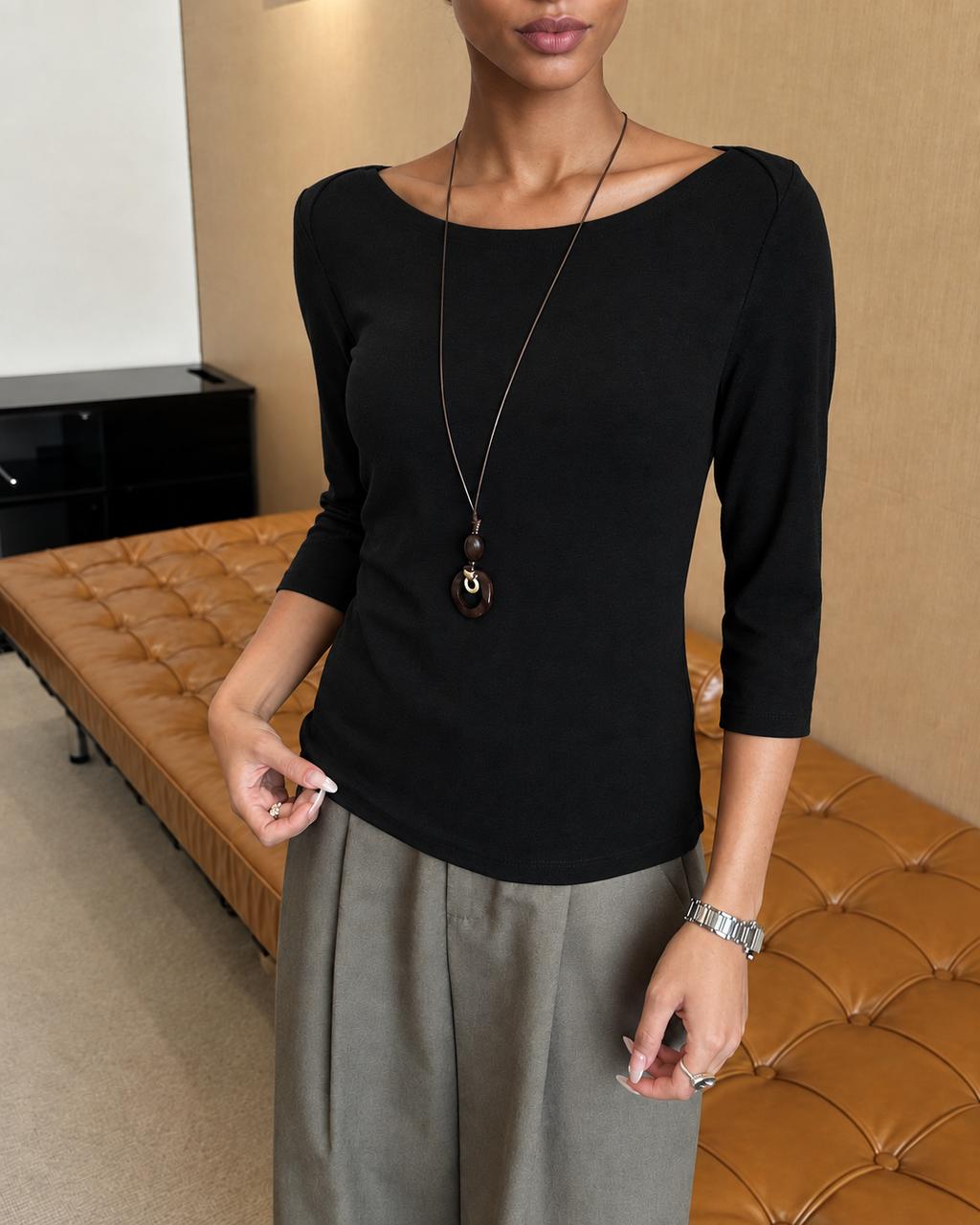Almorie Pendant Off-Shoulder Top - Black - view 2 of 5